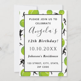 Convites Jogador de tênis e Festas de aniversário de bola d