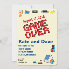 Convites Jogador Divertido de Vídeo Games Retrô 🎮 Casament