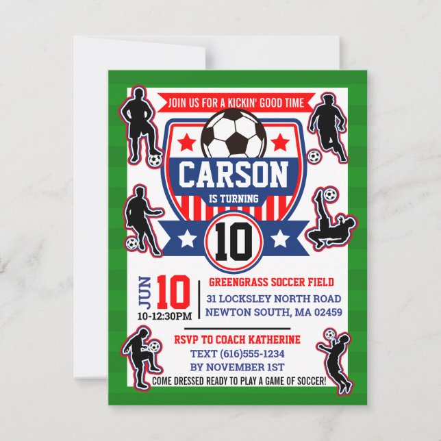Convites Jogadores de futebol Festa de aniversário de futeb (Frente)