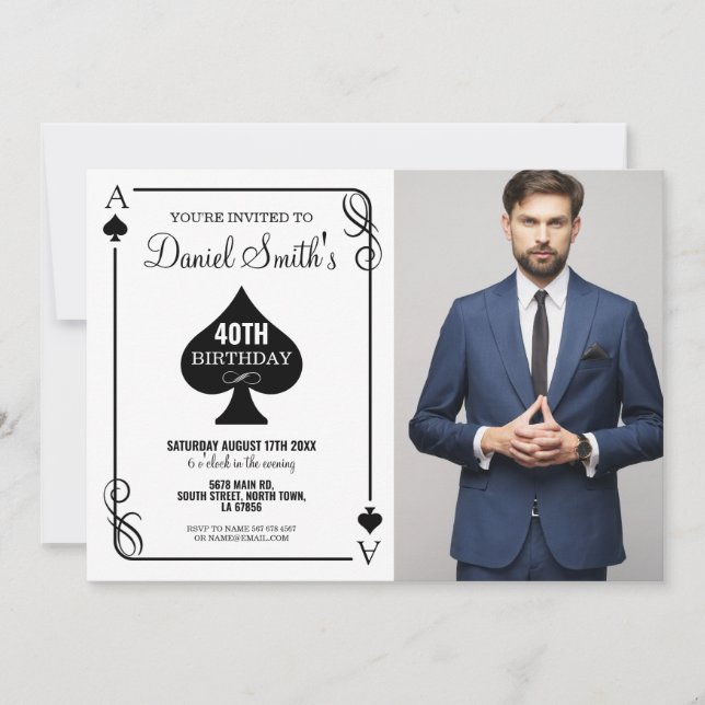 Convites Jogando Cartaz Ace Vegas Foto do Casino (Frente)