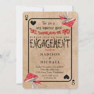 Convites Jogando Festa de noivado de Cogumelos Loucos com C