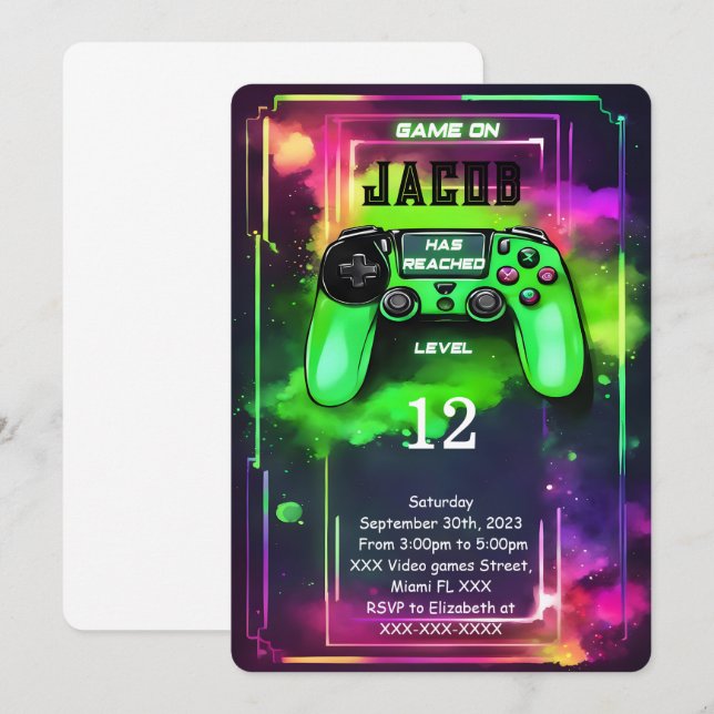 Convites Jogo Aniversário do Jogo Menino (Frente/Verso)