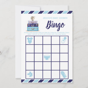 Convites Jogo azul do Bingo do chá de fraldas do tema do