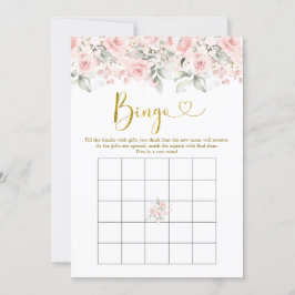 Convites Jogo Bingo de Bebê Chá de fraldas Floral Rosa Blus