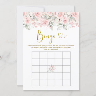 Convites Jogo Bingo de Bebê Chá de fraldas Floral Rosa Blus