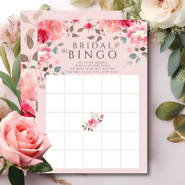 Convites Jogo Bingo do Chá de panela Blush Blossoms (Criador carregado)