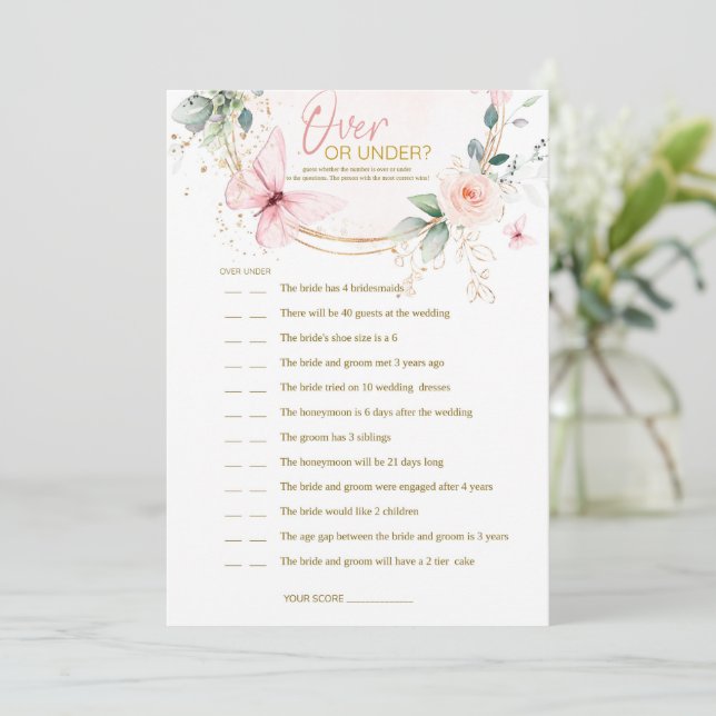 Convites Jogo Borboleta Flores Selvagens (Em pé/Frente)