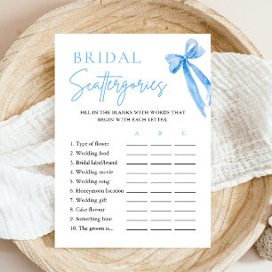 Convites Jogo Bridal Scattergories com Laço Azul Elegante e