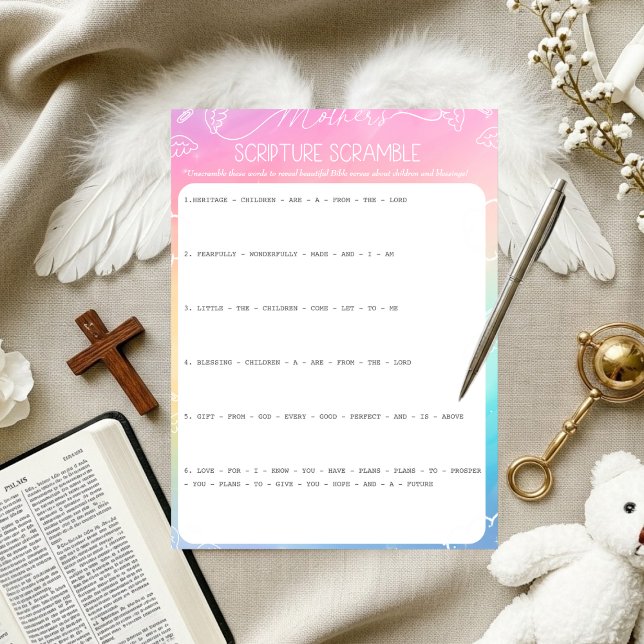 Convites Jogo da Escritura da Mãe Arco-íris Celestial (Heavenly Rainbow Mother's Scripture Scramble)