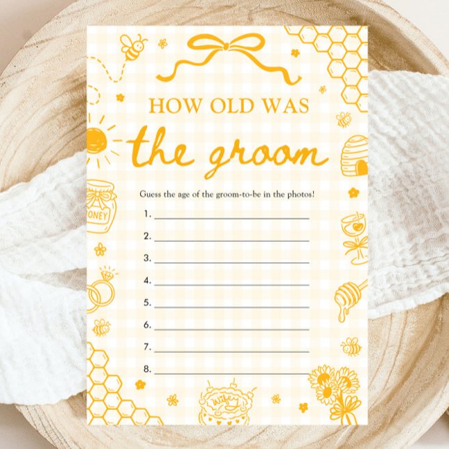 Convites Jogo da Idade do Noivo com Abelha Desenhada à Mão (Hand Drawn Honey Bee How Old Was The Groom Game)