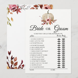 Convites Jogo da Noiva ou Noivo abóbora floral