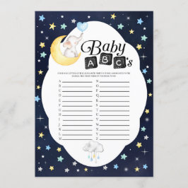 Convites Jogo de ABC do Elefante Bebê Over The Moon