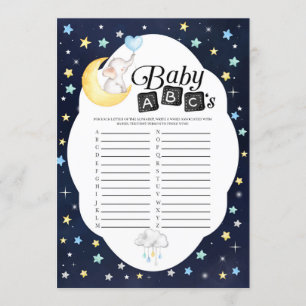 Convites Jogo de ABC do Elefante Bebê Over The Moon