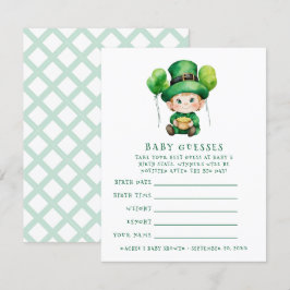 Convites Jogo de adivinhação do chá de fraldas Baby Leprech