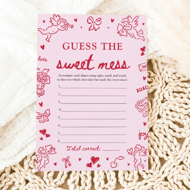 Convites Jogo de Adivinhação do Doce Desastre no Chá de Beb (Hand Drawn Baby Shower Guess The Sweet Mess Game )