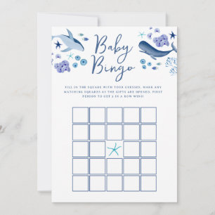 Convites Jogo de Bingo Bebê Baleia Menino Azul Debaixo do M