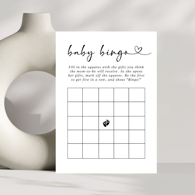 Convites Jogo de Bingo de Bebê de Letra Elegante Minimalist (Criador carregado)