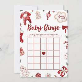 Convites Jogo de Bingo de Bebê de Natal de Inverno Vermelho