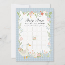 Convites Jogo de Bingo de Bebê Gingham Floral Gingham Bobo
