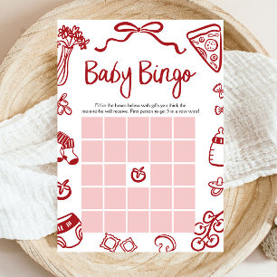 Convites Jogo de Bingo de Bebê Italiano Desenhado à Mão Ver