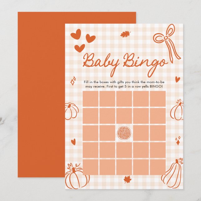 Convites Jogo de Bingo de Bebê 'Um Pequeno Abóbora' para Ch (Frente/Verso)