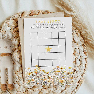 Convites Jogo de Bingo de Chá de Bebê Boho com Flor Silvest