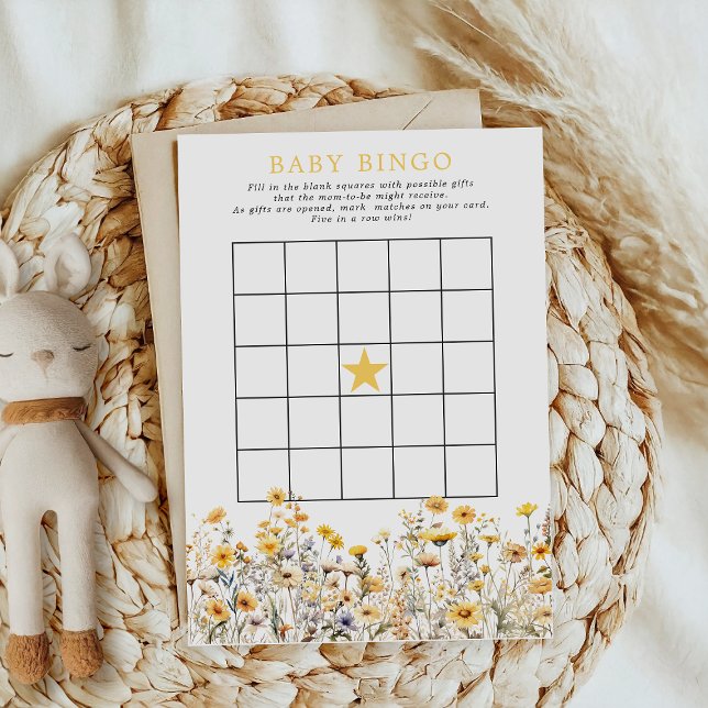 Convites Jogo de Bingo de Chá de Bebê Boho com Flor Silvest (Criador carregado)