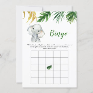 Convites Jogo de Bingo de Chá de fraldas de Elefante Tropic