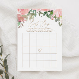 Convites Jogo de Bingo de Chá de fraldas Floral Rosa Blush