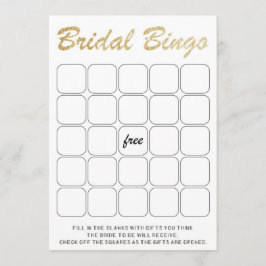 Convites Jogo de bingo de chá de panela com brilho Dourado