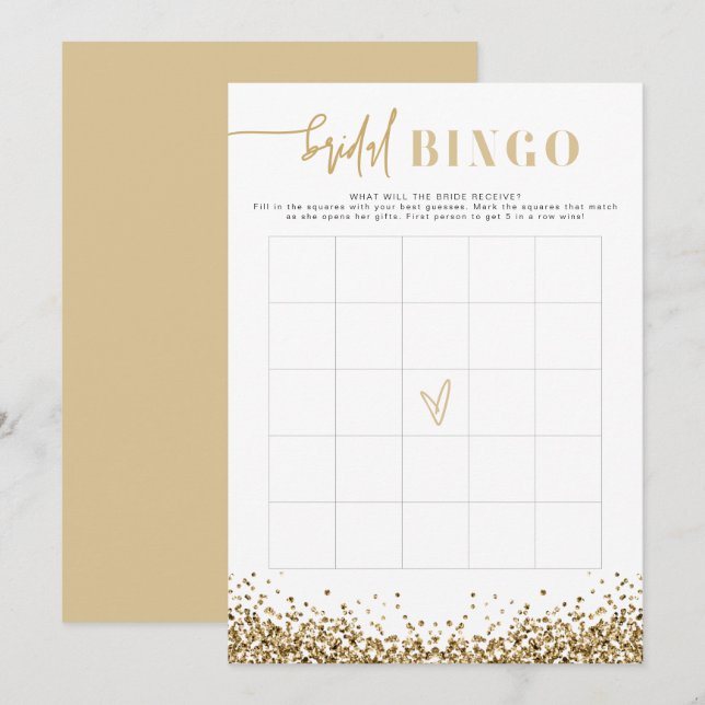 Convites Jogo de Bingo de Chuveiro de Noiva REGINA em Ouro  (Frente/Verso)