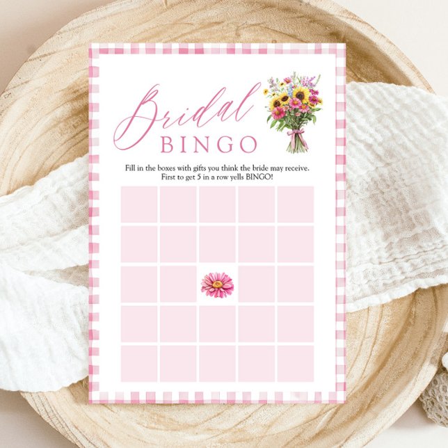 Convites Jogo de Bingo de Chuveiro de Noiva Rosa Fresco do  (Pink Fresh Off The Market Bridal Shower Bingo Game)