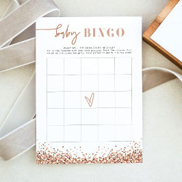 Convites Jogo de Bingo de Chuvinha de Bebê em Dourado Rosa