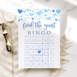 Convites Jogo de Bingo de Coração Azul para Encontrar o Con