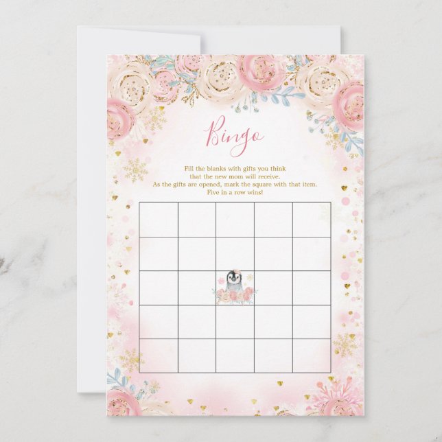 Convites Jogo de Bingo de Floco de Neve de Inverno de Pingu (Frente)