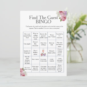 Convites Jogo de Bingo Floral Find para Chá de Noiva da Con