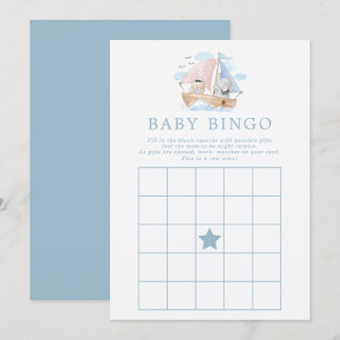 Convites Jogo de Bingo para Chá de Bebê com Urso Elefante N