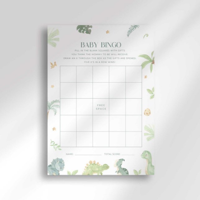 Convites Jogo de Bingo para Chá de Bebê do Dino Bebê (Criador carregado)