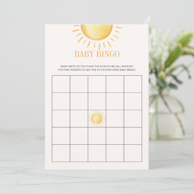 Convites Jogo de Bingo para Chá de Bebê Sunshine (Em pé/Frente)