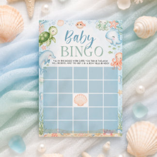 Convites Jogo de Bingo para Chás de Bebê Sea You Soon Ocean