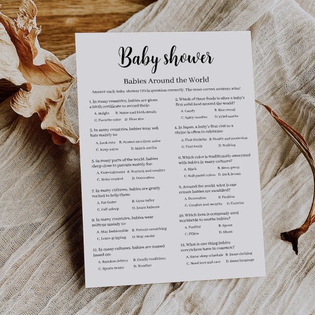 Convites Jogo de Chá de Bebê Bebês ao Redor do Mundo, (Babies Around the World Baby Shower Game, Invitation)