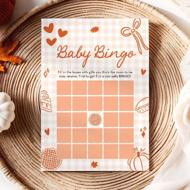 Convites Jogo de Chá de Bebê Bingo Baby Little Cutie Pie de (Fall Little Cutie Pie Baby Bingo Baby Shower Game)