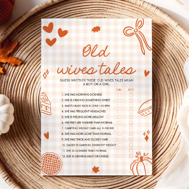 Convites Jogo de Chá de Bebê Contos da Carochinha Desenhado (Fall Hand Drawn Old Wives Tales Baby Shower Game)
