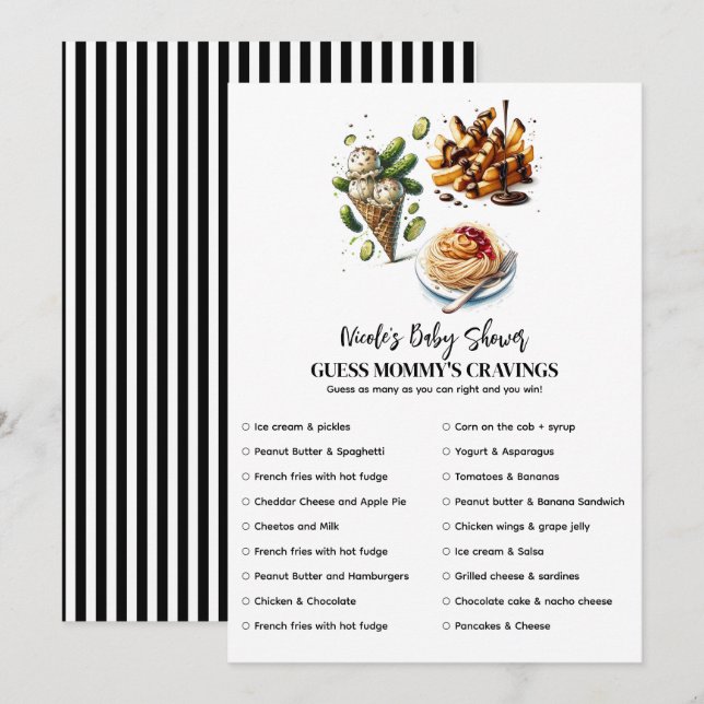 Convites Jogo de Chá de Bebê Desejos de Sorvete e Picles  (Frente/Verso)