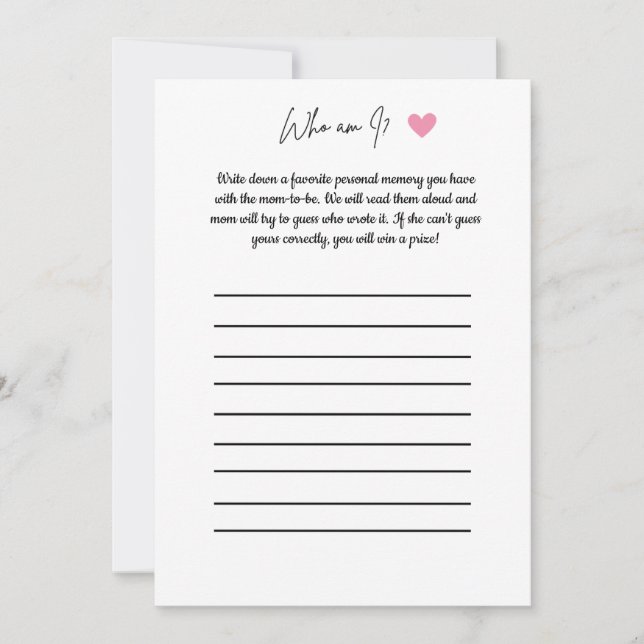 Convites Jogo de Chá de Bebê - Quem Sou Eu? (Frente)