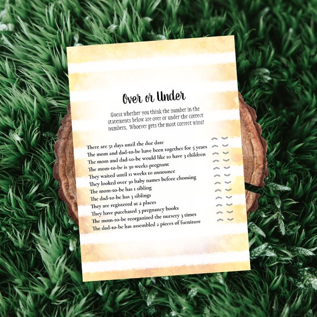 Convites Jogo de Chá de Bebê Tan Bunny Yellow Over Under (Criador carregado)