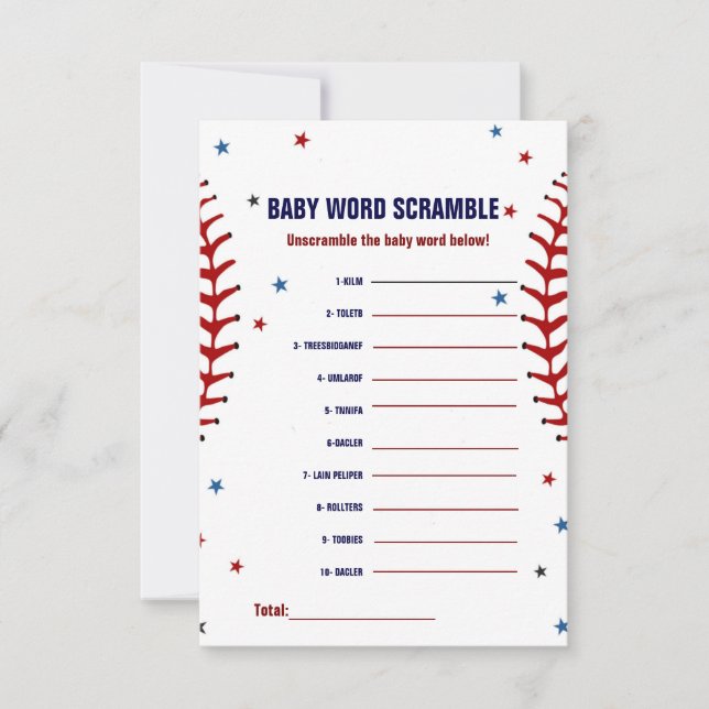 Convites Jogo de chá de fraldas com beisebol (Frente)