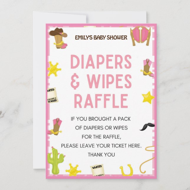 Convites Jogo de Chá de fraldas da Cowgirl - Nome editável, (Frente)