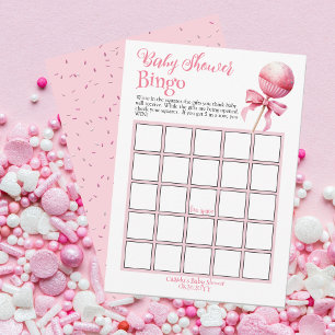 Convites Jogo de Chá de fraldas de Bingo de Bake Rosa