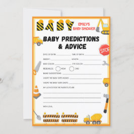 Convites Jogo de Chá de fraldas de Construção - Nome Editáv